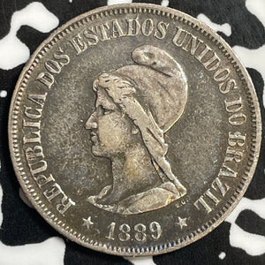 1889 Brazil 500 Reis Lot#E5105 Silver!