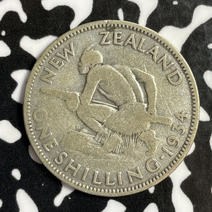 1934 New Zealand 1 Shilling Lot#E1087 Silver!