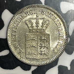 1870 Germany Wurttemberg 1 Kreuzer Lot#T3566 Silver! High Grade! Beautiful!