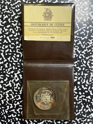 1970 Guinea Apollo XIII 250 Francs Lot#B2768 Silver! Proof! With Case & C.O.A.