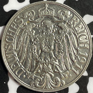 1911-D Germany 25 Pfennig Lot#D8074 Nice!