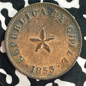 1853 Chile 1/2 Centavo Half Centavo Lot#T7507 Nice Detail, Old Cleaning