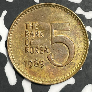 1969 Korea 5 Won Lot#E6691 Nice!