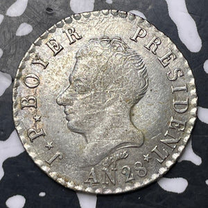 AN 28 (1831) Haiti 50 Centimes Lot#MK377 Silver! KM#20