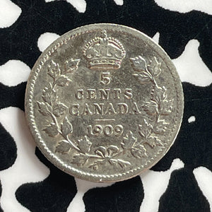 1909 Canada 5 Cents Lot#T7594 Silver! Pointed Leaves