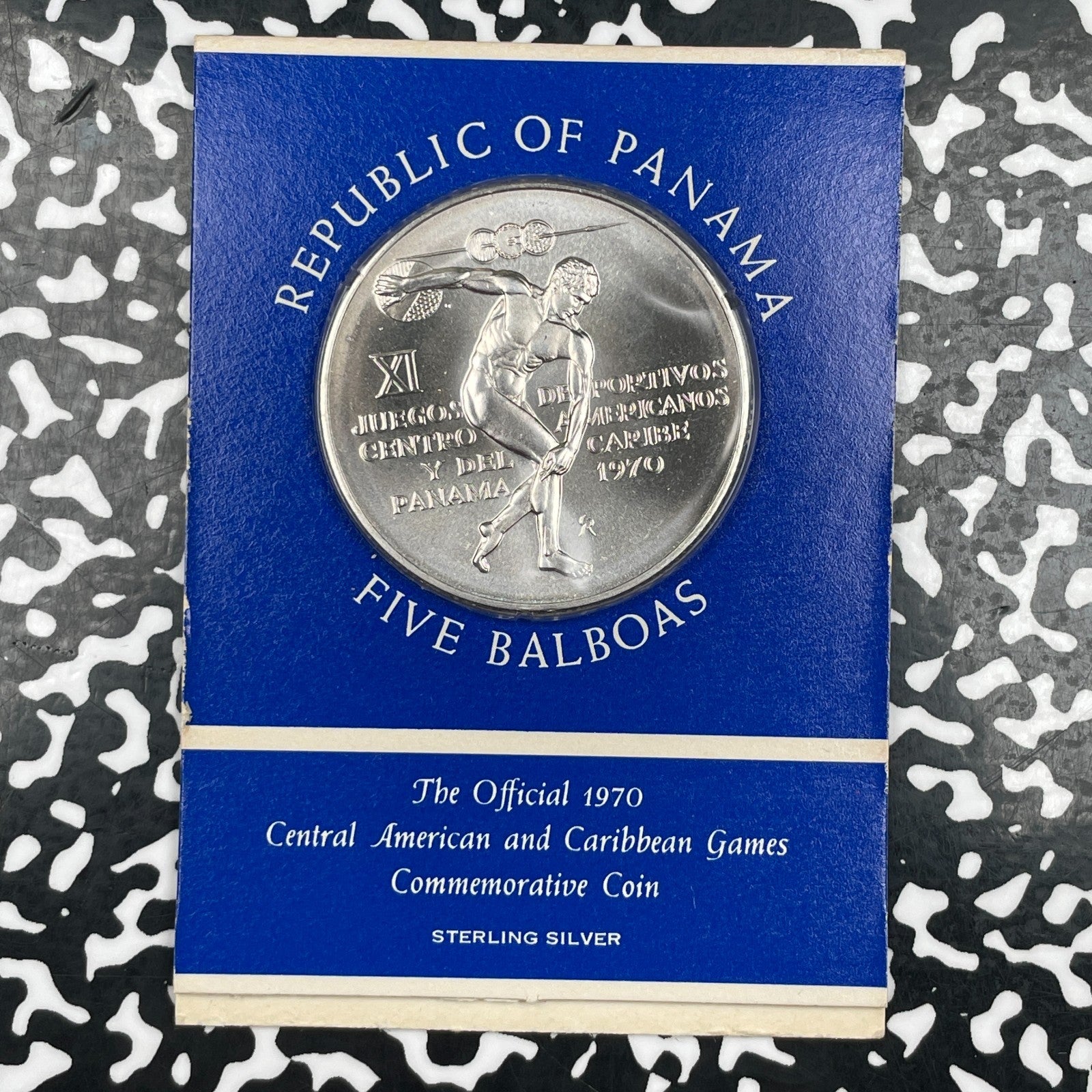 1970 Panama Central American & Caribbean Games 5 Balboas Set Lot#OV2036 Silver!