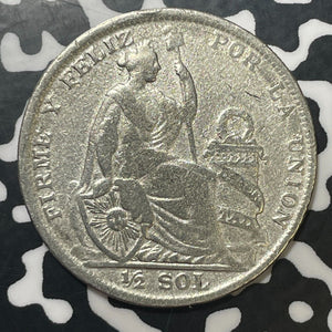 1928 Peru 1/2 Sol Half Sol Lot#T1718 Silver!