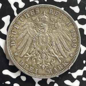 1909-F Germany Wurttemberg 3 Mark Lot#C0049 Silver!