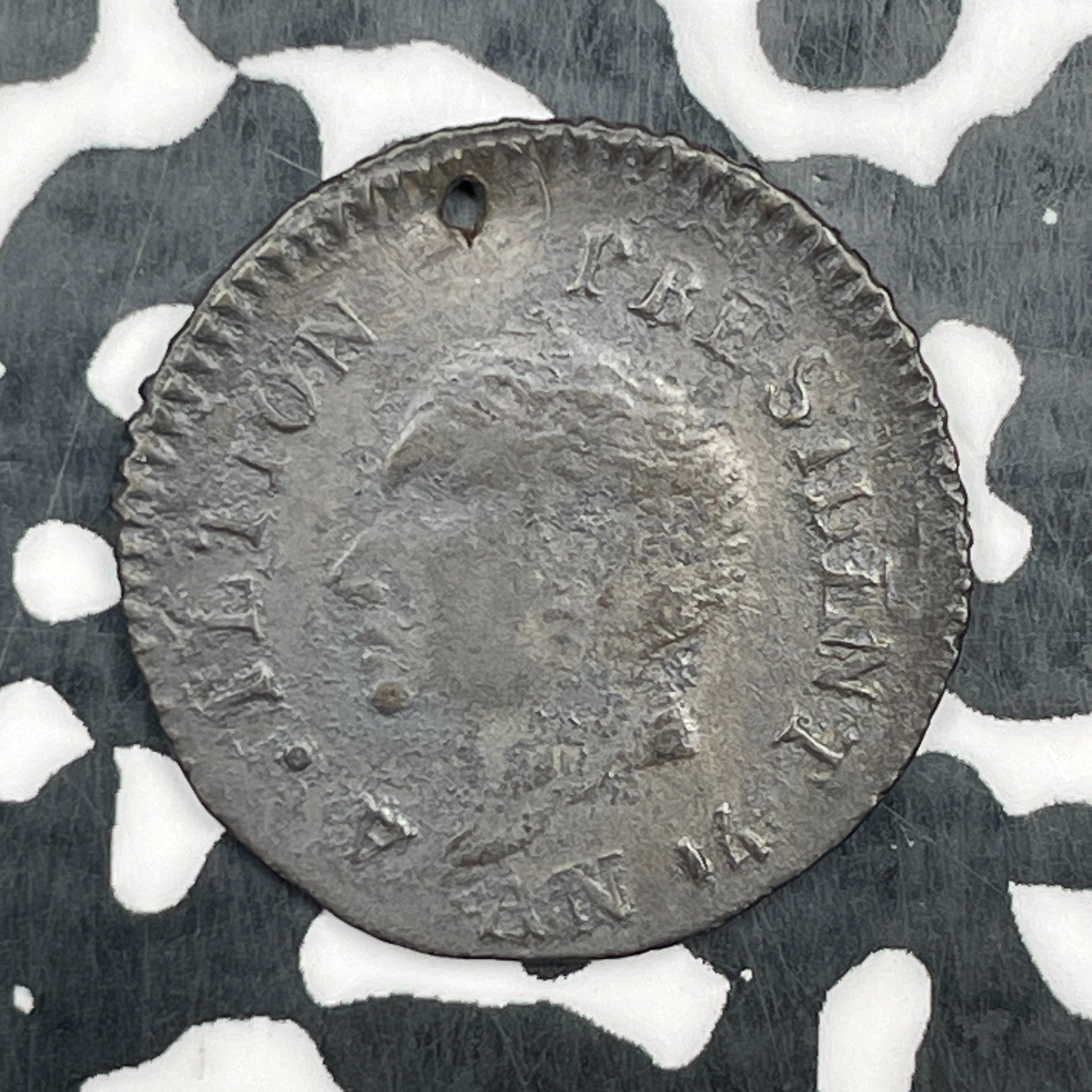 AN 14 (1817) Haiti 25 Centimes Lot#N1142 Silver! Holed