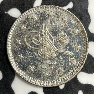 AH 1293 (1907) Turkey 1 Kurus Lot#E5630 Silver! Nice!