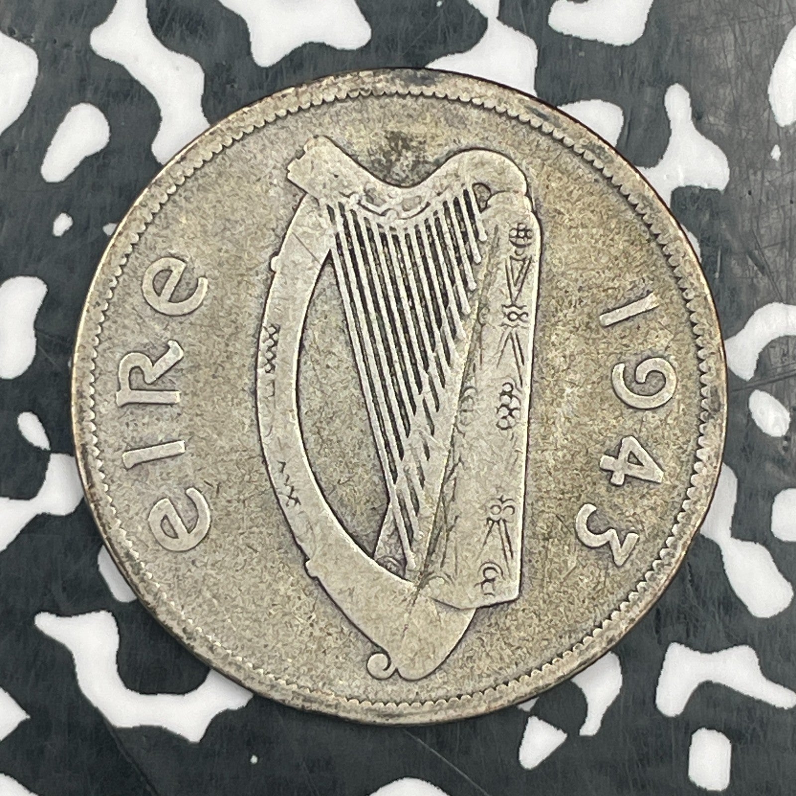 1943 Ireland 1/2 Crown Lot#JM2351 Silver! Key Date! -500 Known
