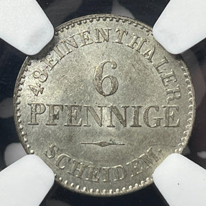 1840 Germany Anhalt-Bernburg 6 Pfennig NGC MS62 Lot#G8854 Weisskopf Collection