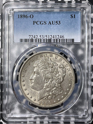 1896-O U.S. $1 Morgan Dollar PCGS AU53 Lot#G9302 Silver!