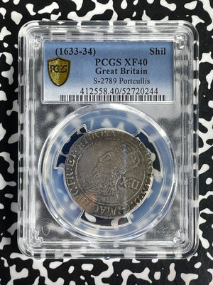 (1633-34) G.B. Charles I 1 Shilling PCGS XF40 Lot#G947 Silver! S-2789 Portcullis