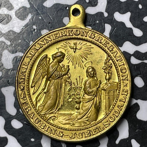Undated Germany St. Joseph & Jesus Gilt Bronze Medal Lot#D7352 30mm