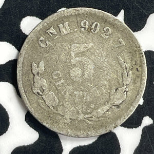 1890-CNM Mexico 5 Centavos Lot#T6891 Silver!