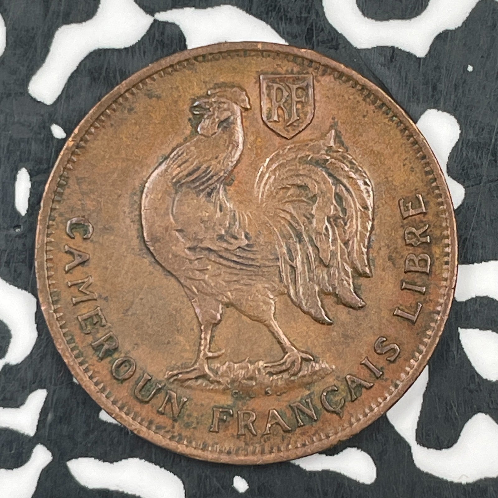 1943 Cameroon 1 Franc Lot#F8099 KM#7