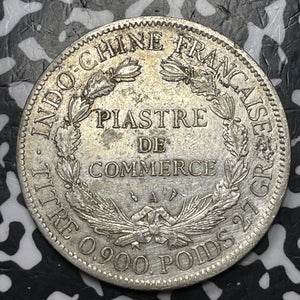 1908-A French Indo-China 1 Piastre Lot#JM7990 Large Silver!