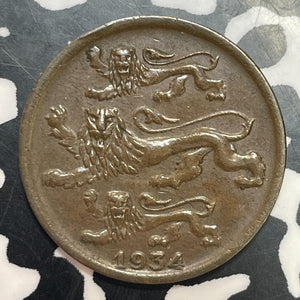 1934 Estonia 2 Senti Lot#T2495 High Grade! Beautiful!