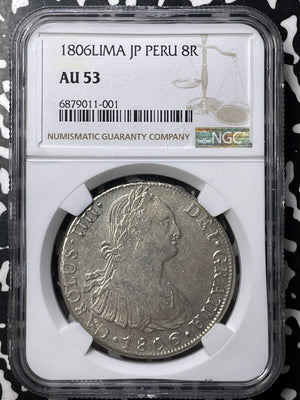 1806-Lima JP Peru 8 Reales NGC AU53 Lot#G8703 Large Silver!