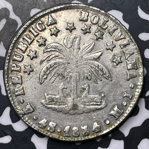1854 Bolivia 4 Soles Lot#MK249 Silver! KM#125