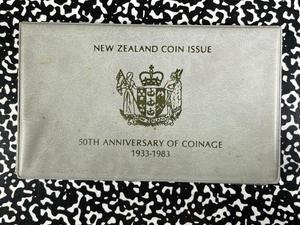 1983 New Zealand 7x Coin Proof Set Lot#B2624 Including Silver! With Case
