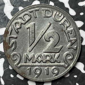 1919 Germany Duren 1/2 Mark Half Mark Notgeld Lot#D7837 Nice!