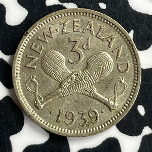 1939 New Zealand 3 Pence Threepence Lot#T6957 Silver! High Grade! Beautiful!