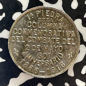 1916 Peru 50th Anniversary Battle of Callao Medalet Lot#T3043 Silver! 23mm