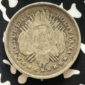1890 Bolivia 20 Centavos Lot#T5107 Silver!