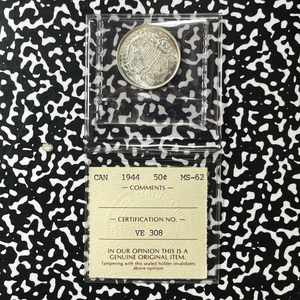 1944 Canada 50 Cents ICCS MS62 Lot#OV1606 Silver! Nice UNC!