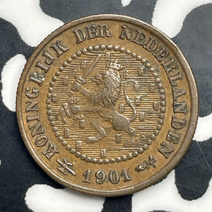 1901 Netherlands 1/2 Cent Half Cent Lot#C0863 Nice!