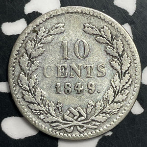 1849 Dot Netherlands 10 Cents Lot#T1094 Silver! KM#75