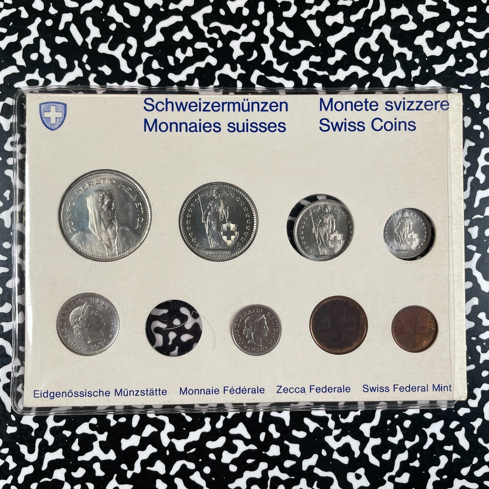1970 Switzerland 9x Coin Mint Set Lot#B3541 With Case