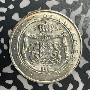 1964 Luxembourg 100 Francs Lot#T6380 Silver! High Grade! Beautiful!