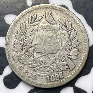 1896 Guatemala 1/2 Real Half Real Lot#E8219 Silver!