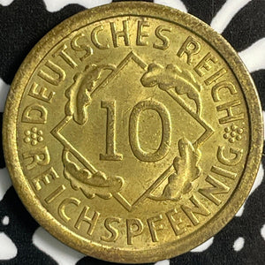 1924-A Germany 10 Reichspfennig Lot#E0159 High Grade! Beautiful!