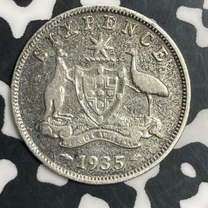 1935 Australia 6 Pence Sixpence Lot#T0625 Silver!