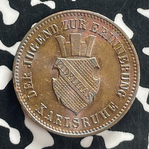 1871 Germany Baden 1 Kreuzer Lot#T7608 High Grade! Beautiful! KM#255