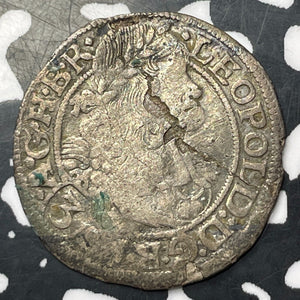 1669 Austria 3 Kreuzer Lot#E9492 Silver! Deposits