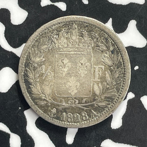 1828-A France 1/2 Franc Half Franc Lot#C0177 Silver!