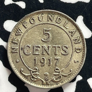 1917-C Newfoundland 5 Cents Lot#T7593 Silver! Nice!