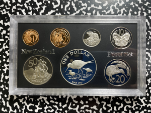 1985 New Zealand 7x Coin Proof Set Lot#B2589 With Case & C.O.A.