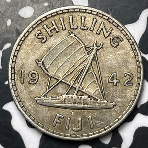 1942-S Fiji 1 Shilling Lot#E8292 Silver!