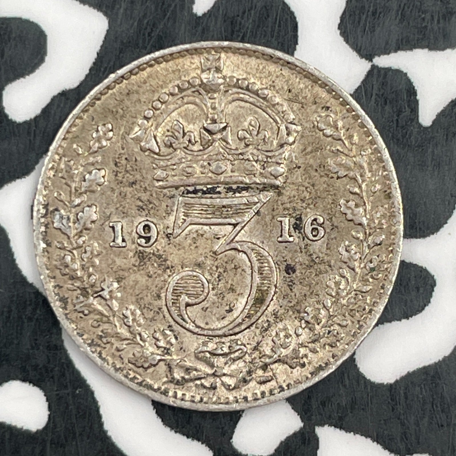 1916 Great Britain 3 Pence Threepence Lot#F8450 Silver! Nice!