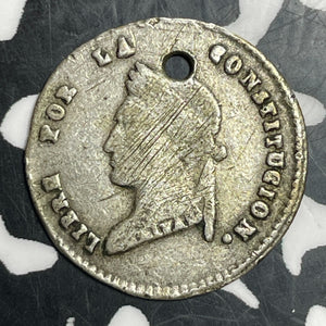 1858 Bolivia 1/2 Sol Half Sol Lot#T2882 Silver! Holed