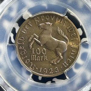 1923 Germany Westphalia 100 Mark Notgeld PCGS MS64BN Lot#G698 Beautiful Toning!