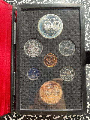 1974 Canada 7x Coin Proof Set Lot#B2729 Including Silver! With Case & C.O.A.
