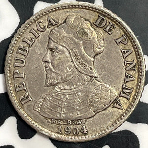 1904 Panama 5 Centesimos Lot#T0065 Silver! Nice!