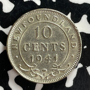 1941-C Newfoundland 10 Cents Lot#T7358 Silver! High Grade! Beautiful!